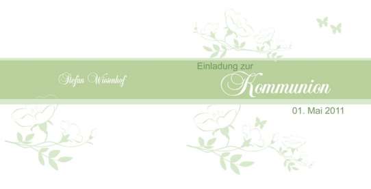 Einladung Kommunion / Konfirmation, Klappkarte 12,5x12,5 cm, weiß grün
