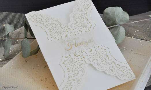 Lasercut Hochzeitskarten gestalten lassen, edle Vintage Spitze