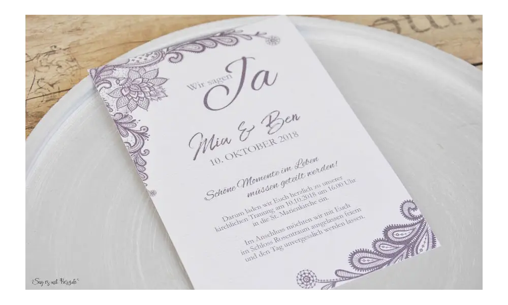 Lasercut Hochzeitskarten gestalten lassen, edle Vintage Spitze