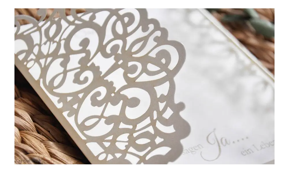 Rosa Lasercut Spitze, Einladungskarten Hochzeit Vintage Spitze rosa, blush pink