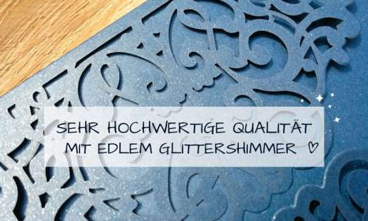 Einladungskarten Hochzeit Lasercut blau weiß Vintage Spitze