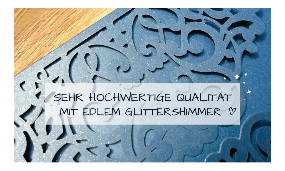 Einladungskarten Hochzeit Lasercut blau weiß Vintage Spitze