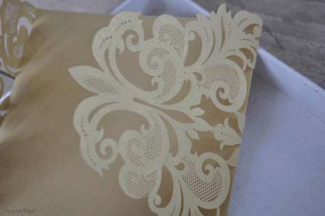 Einladungskarten Hochzeit gold weiß Laser cut