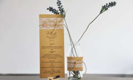 Menükarte Hochzeit Vintage Lasercut