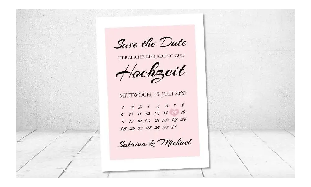Save the Date Karten Hochzeit Kalender