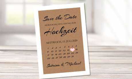 Save the Date Karten Hochzeit Kalender
