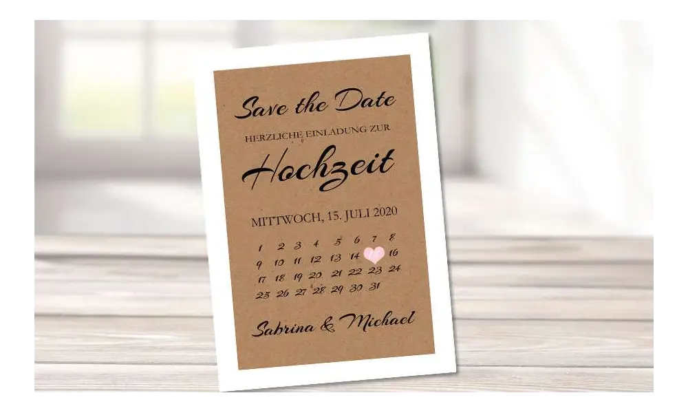 Save the Date Karten Hochzeit Kalender