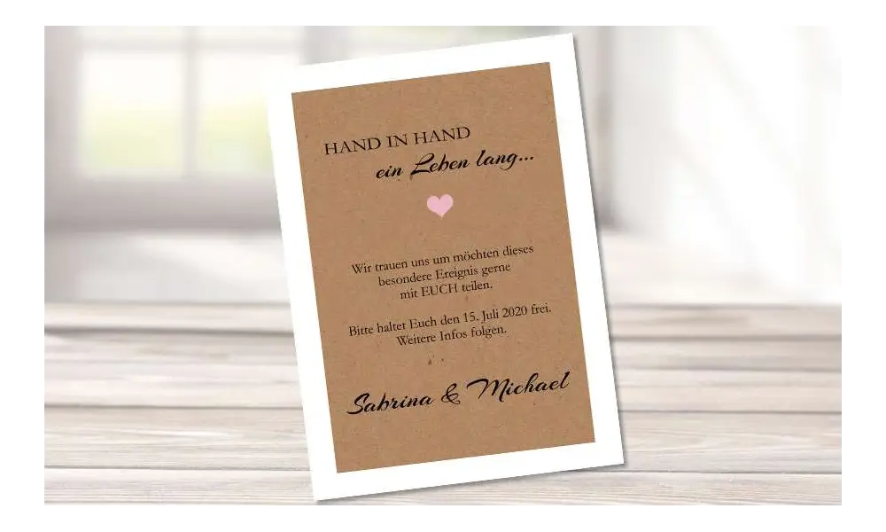 Save the Date Karten Hochzeit Kalender