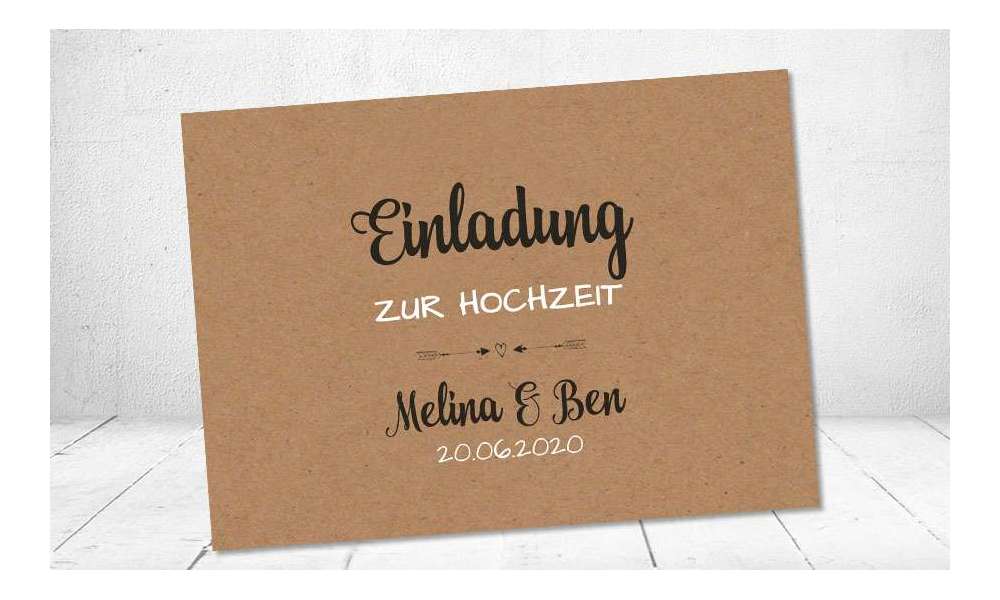 Einladungskarte Hochzeit Kraftpapier