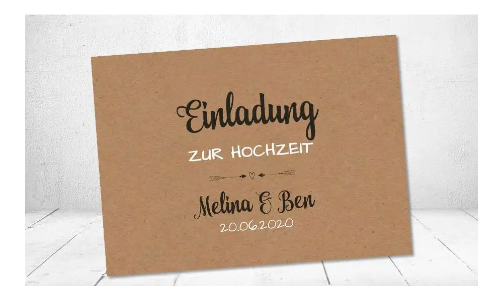 Einladungskarte Hochzeit Kraftpapier