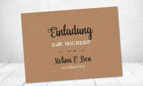 Einladungskarte Hochzeit Kraftpapier