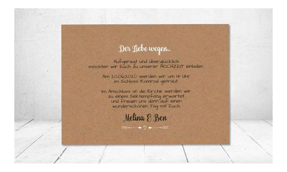 Einladungskarte Hochzeit Kraftpapier