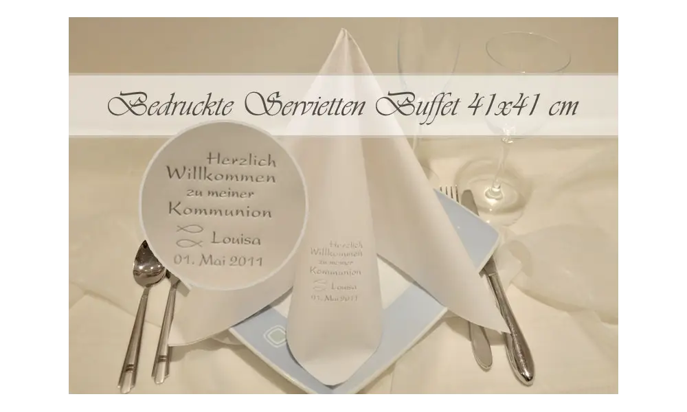 Servietten Buffet, 41x41 cm, individuell bedruckt mit Ihrem Wunschtext
