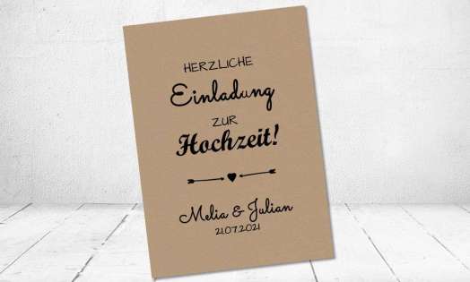 Einladung Hochzeit Kraftpapier