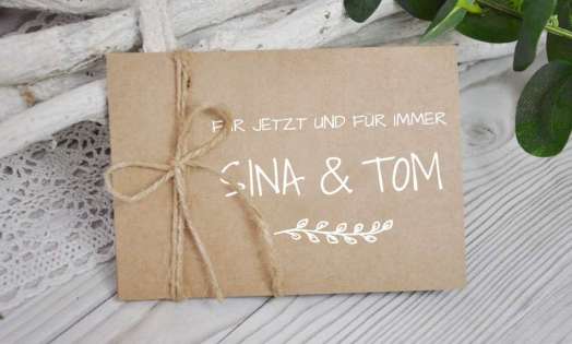 Einladungskarten Hochzeit rustikal Vintage Kraftpapier