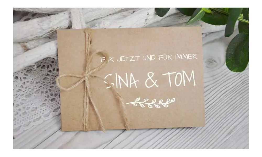 Einladungskarten Hochzeit rustikal Vintage Kraftpapier
