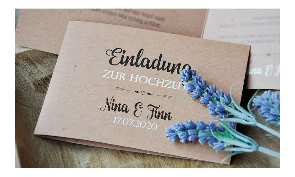 Einladungskarte Hochzeit Kraftpapier