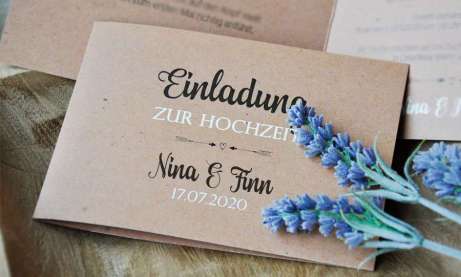 Einladungskarte Hochzeit Kraftpapier