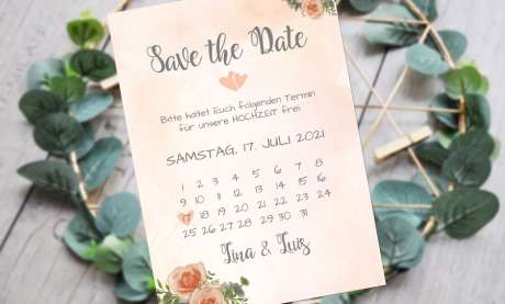 Save the Date Karten Hochzeit aquarell apricot