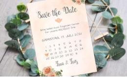 Save the Date Karten Hochzeit aquarell apricot