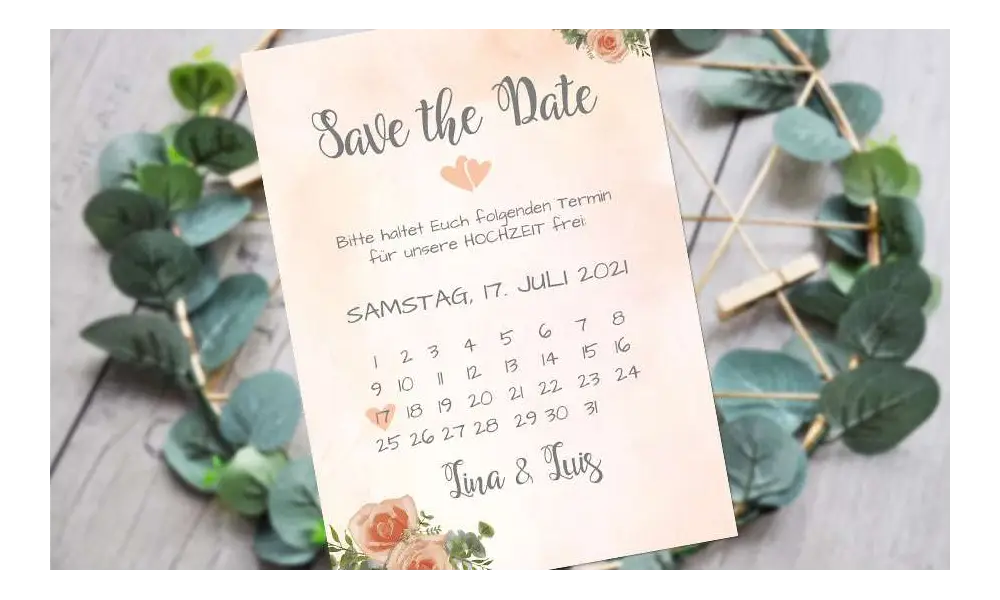 Save the Date Karten Hochzeit aquarell apricot