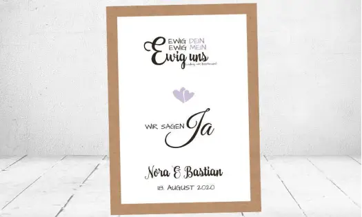Einladung Hochzeit Ja Vintage Kraftpapier weiß flieder