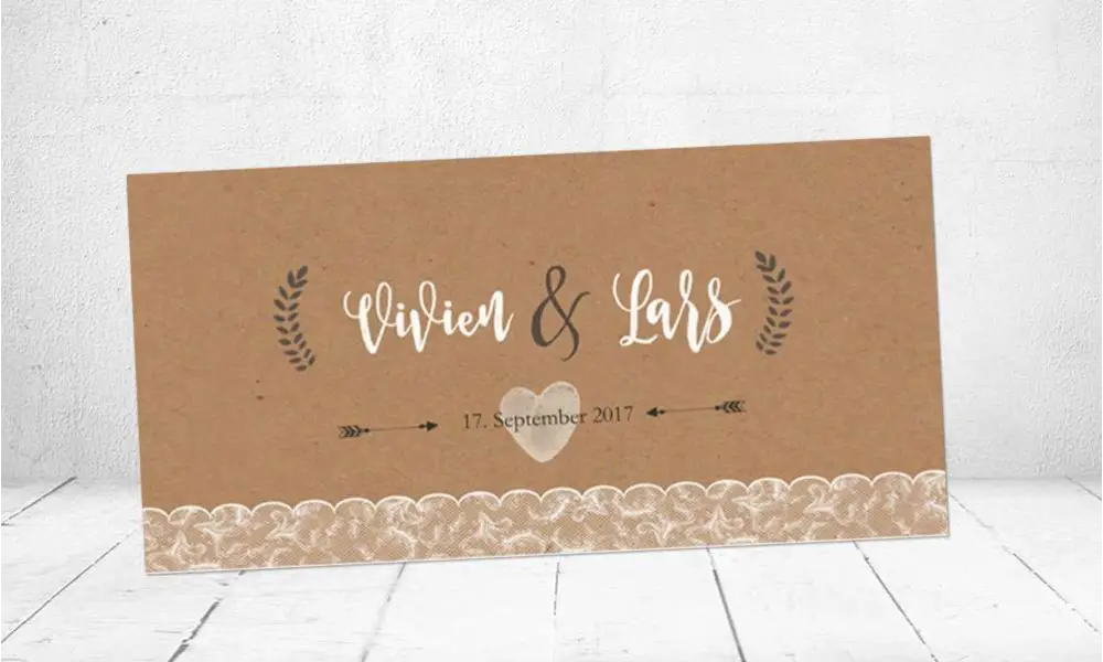 Einladung Hochzeit Vintage Kraftpapier