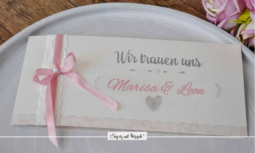 Einladungskarten Hochzeit mit Spitze Vintage