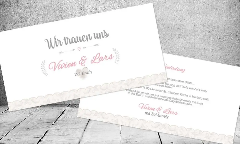 Einladungskarten Hochzeit mit Spitze Vintage