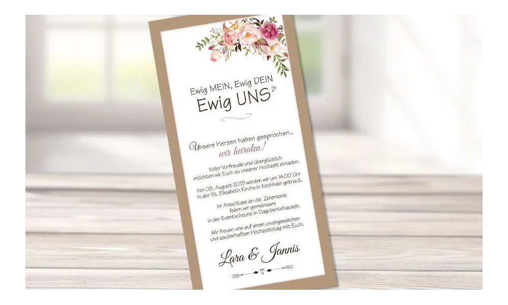 Einladungskarten Hochzeit Blumen, floral
