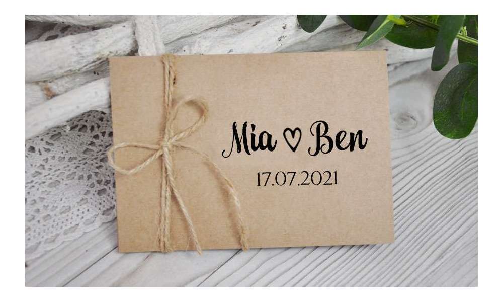 Einladungskarten Hochzeit natur Kraftpapier vintage