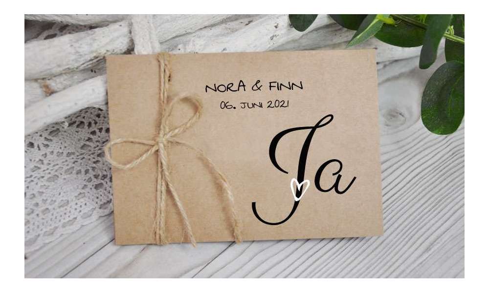 Einladungskarten Hochzeit natur Kraftpapier vintage