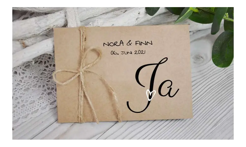 Einladungskarten Hochzeit natur Kraftpapier vintage