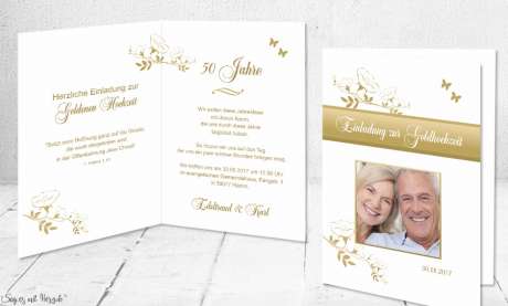 Einladungskarten Goldene Hochzeit mit Foto
