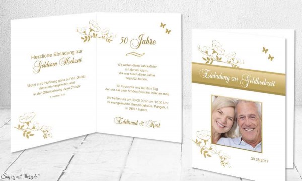Einladungskarten Goldene Hochzeit mit Foto