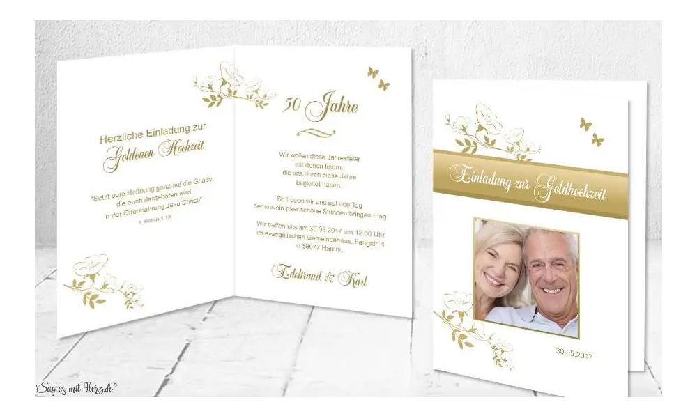 Einladungskarten Goldene Hochzeit mit Foto