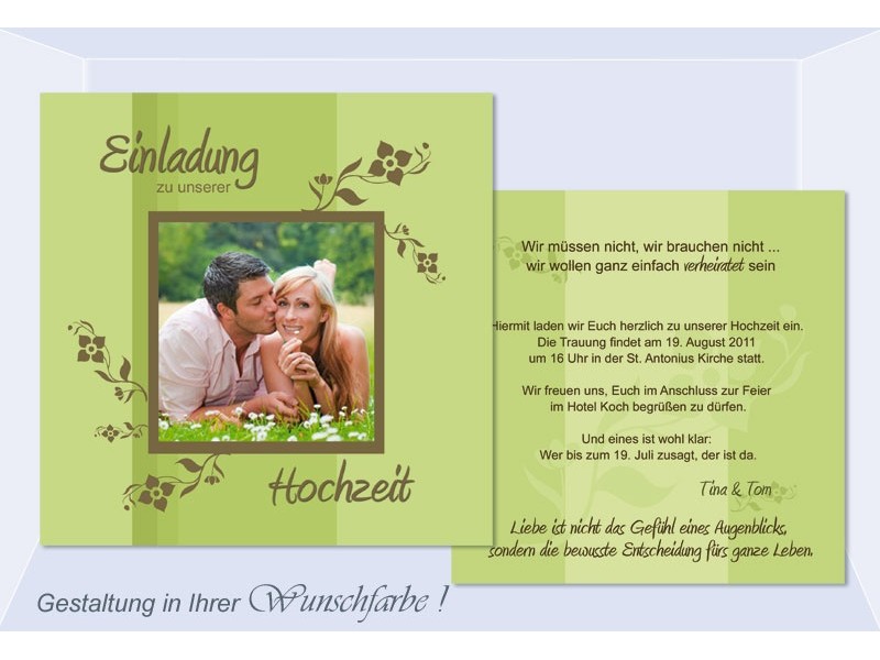 Einladungen Hochzeit, Einladungskarten, Hochzeitseinladungen, Hochzeitskarte, grün