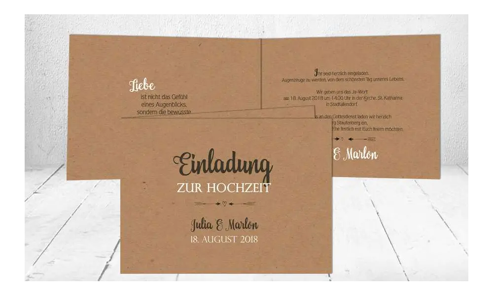 Hochzeitseinladung Kraftpapier diy
