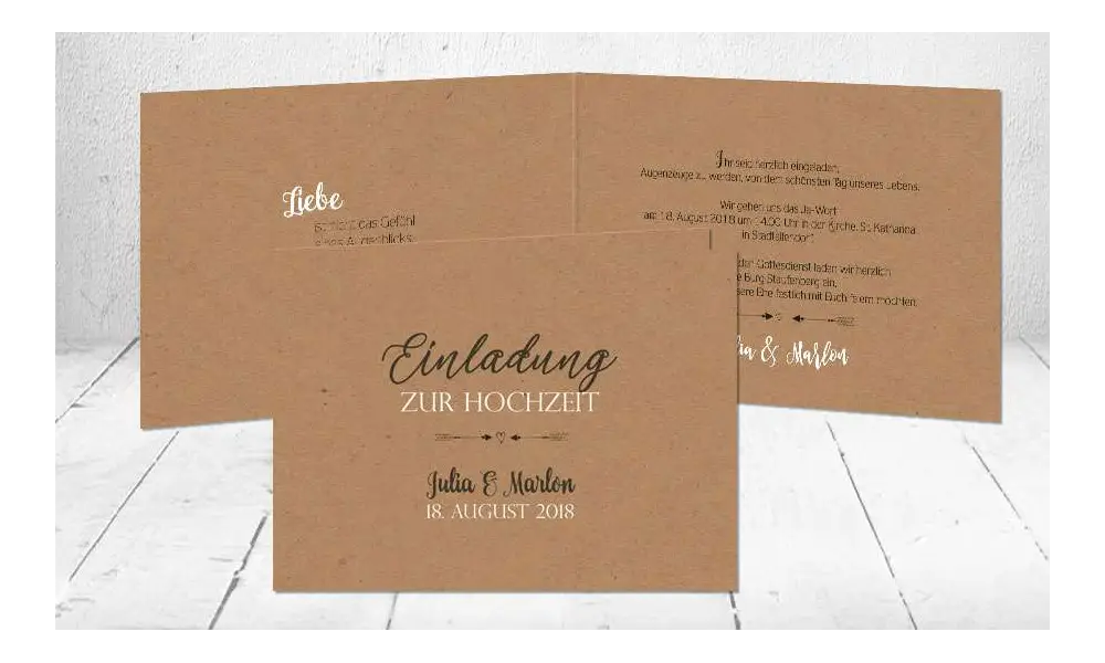 Hochzeitseinladung Kraftpapier diy