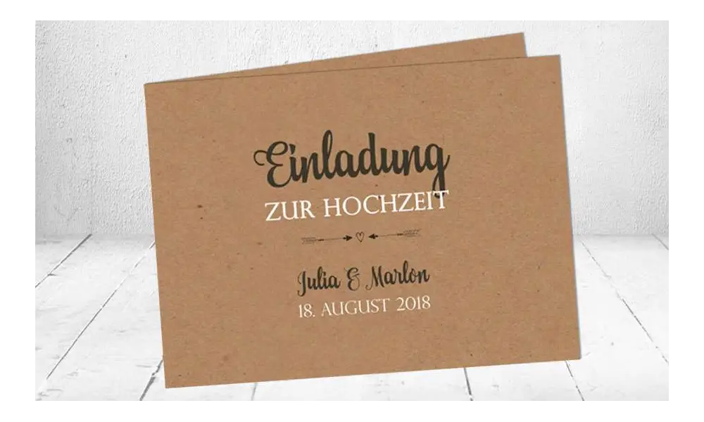 Hochzeitseinladung Kraftpapier diy
