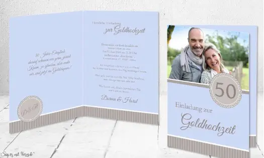 Einladungskarten Goldhochzeit, Silberne Hochzeit mit Foto