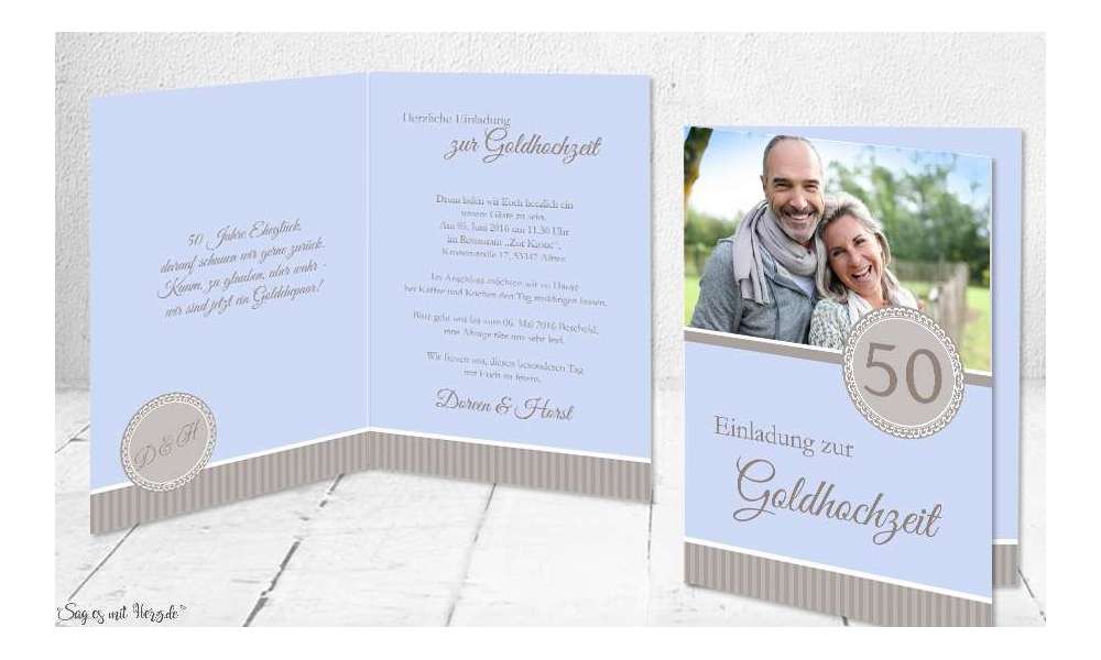 Einladungskarten Goldhochzeit, Silberne Hochzeit mit Foto