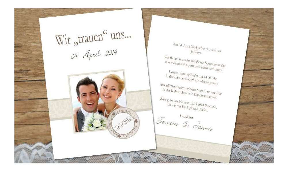 Hochzeitseinladungen weißgold