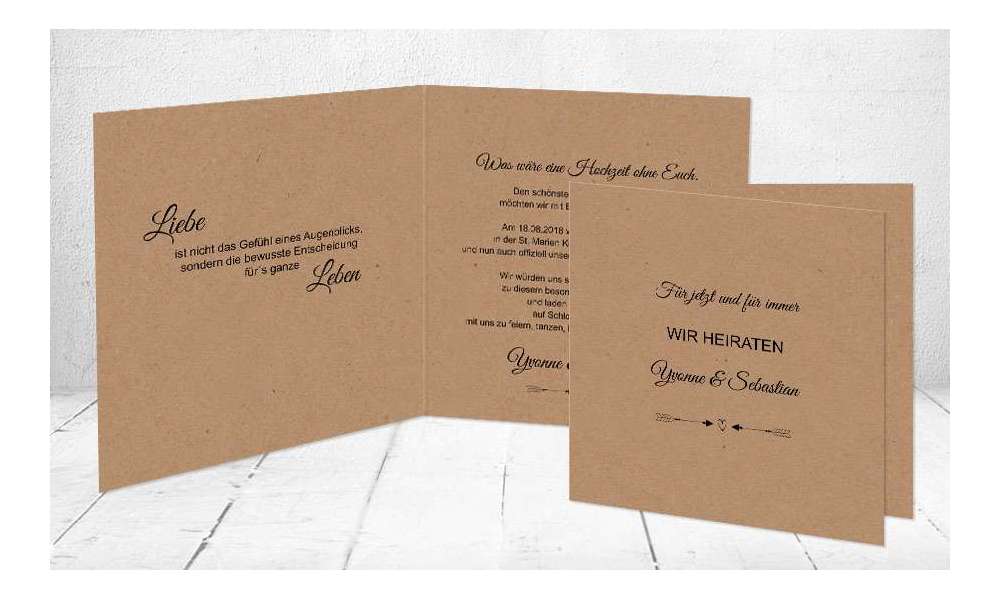 Hochzeitseinladung Kraftkarton