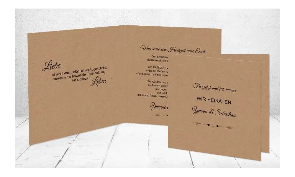 Hochzeitseinladung Kraftkarton