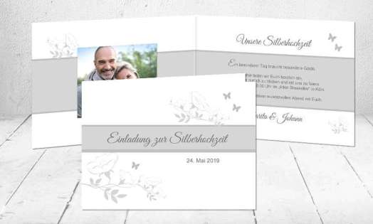 Moderne Einladungskarten Goldene Hochzeit, Silberhochzeit