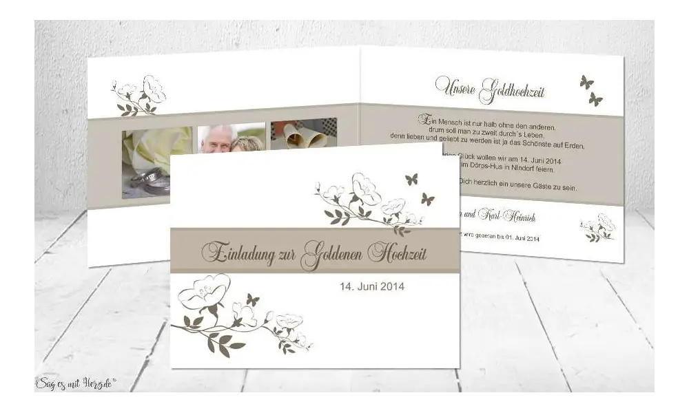 Moderne Einladungskarten Goldene Hochzeit, Silberhochzeit