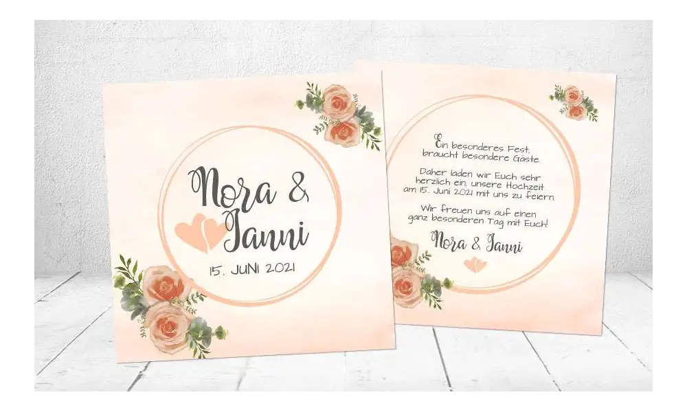 Einladungskarten Hochzeit Apricot Aquarell