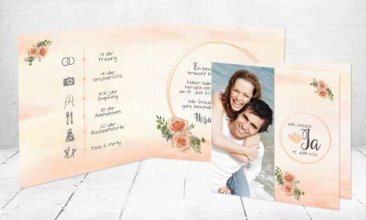 Einladungskarten Hochzeit Apricot Aquarell