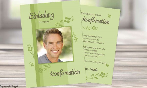 Einladung Konfirmation grün modern Postkarte